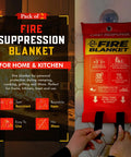 Fire Blanket 2 Pack For Home And Kitchen Emergency Fire Suppression 40x40 Heat Resistant Fiberglass Safety Blankets in pouch