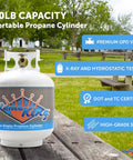 20 Pound Steel Propane Tank With Type 1 Overflow Protection Valve For Grills And BBQs DOT Approved Cylinder for outdoor grilling.