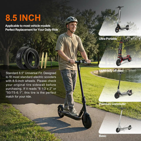 8.5 By 2 Electric Scooter Tire And Inner Tube Set Replacement Go-To Upgrade For 50/75-6.1 Fits Gotrax GXL V2 and Xiaomi M365 Pro