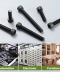 Badass Pro Grade M8 Hex Socket Cap Screws 30 Pack 12.9 Alloy Steel Bolts shown on a gray background, suitable for automotive and electronic uses.