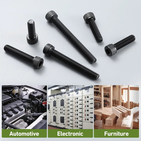 Badass Pro Grade M8 Hex Socket Cap Screws 30 Pack 12.9 Alloy Steel Bolts shown on a gray background, suitable for automotive and electronic uses.