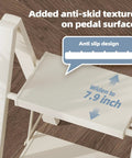 Aluminum 2 Step Folding Ladder White Finish Lightweight and Portable for Home Garage or Workshop Open Size 18x20x24 Inches Top Step Height 17.7 Inches Folds to Slim 1.8 Inch Profile for Easy Carry and Neat Storage. White aluminum 2-step folding ladder with anti-slip wide pedal.