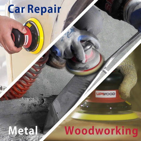 5 Inch Air Random Orbital Sander With 12000 RPM Beast Performance, 3/16 Inch Orbit in car repair, metal, and woodworking use