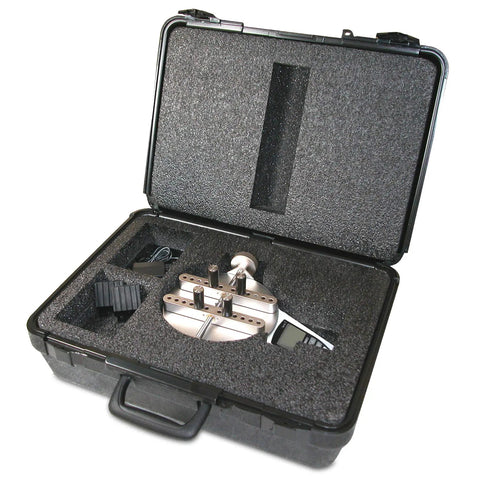 TT01 Cap Torque Tester With 100 LbFin Capacity, Adjustable Posts And Jaws, Automatic Data Output And Zeroing, First And Second Peak Detection For Slip And Breakaway Torques In Tamper Evident Closures. Portable case with tester and accessories.