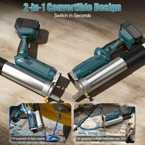 2-in-1 convertible Beast Cordless Electric Grease Gun Kit with Dual 4.0Ah Batteries, 12000 PSI Power, for versatile machine lubrication