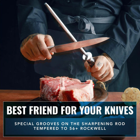 12 Inch Honing Rod Sharpening Steel for Kitchen Knives Realign Edge Fast and Easy for Home Cooks and Pros with Non Slip PakkaWood Handle and Durable Build for Everyday Kitchen Use, chef honing knife