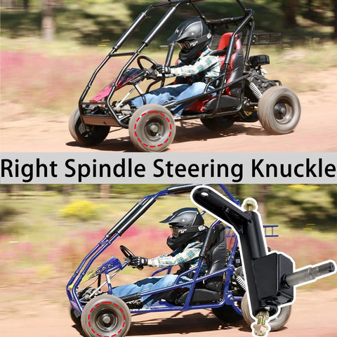 Right Hand Steering Knuckle Spindle For Go Karts Compatible With KT196 CK196 T KT194 196cc showing part in action
