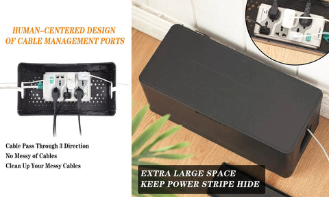 Collapsible Cable Organizer Box For TV Wires And Desk Cables, Floor Cord Cover To Keep Routers, Power Strips, USB Hubs And Computers Neat