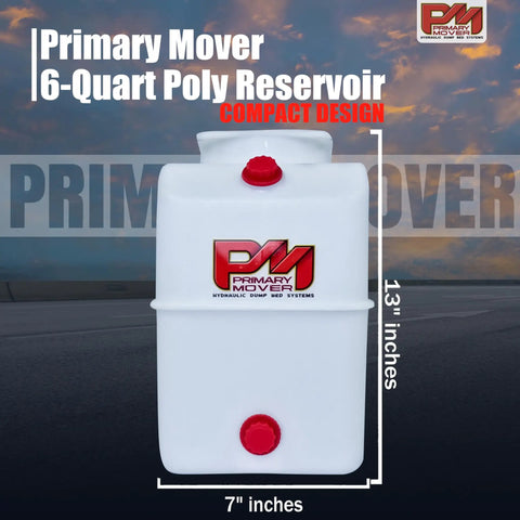 6 Quart Poly Hydraulic Replacement Reservoir For Power Units And Heavy Duty Equipment Like Dump Trucks Trailers RVs And Boats, Rugged Poly Tank And Hydraulic Oil Tank With 4 Inch Round Opening And 4 Inch Bolt Pattern, Built For Tough Jobs