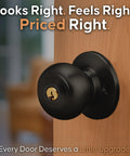 Colonial Style Dummy Interior Door Knob Matte Black Non Turning Handle for French Doors and Closets ANSI Grade 3 Certified
