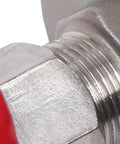 Close-up of Stainless Steel Gate Valve DN50 2 Inch NPT Full Port Industrial Grade for water and oil lines, showing thread detail.