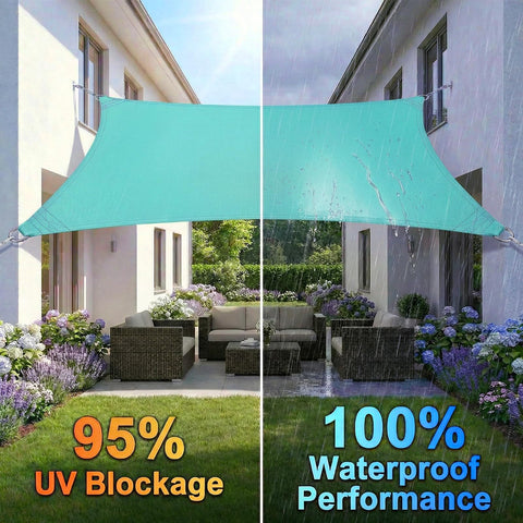Custom Size Triangle Shade Sail 14' X 18' X 22.8' 220 GSM Heavy Duty Sun Shade With PU Coating Waterproof, Blocks 95 Percent UV