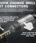METOTY concrete hole saw kit side close-up of silver centering drill and gold bit