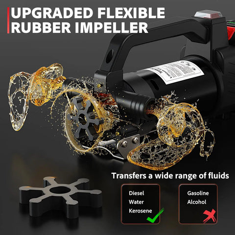 Cordless Fuel Transfer Pump 13 GPM Electric Pump With 21V 4Ah Battery and upgraded rubber impeller for fluid transfer
