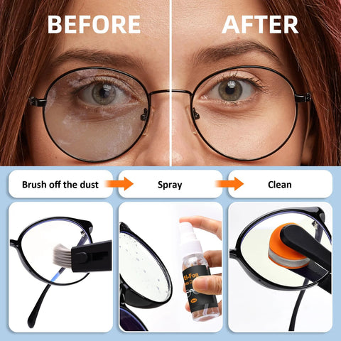 Ordilend eyeglasses cleaning kit with 24h anti-fog spray and microfiber cloth