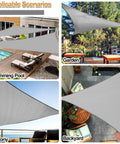 Light Grey Triangle Shade Sail 10x10x10 for Backyard Patio Pergola Garden Deck, Breathable UV Blocking Canopy