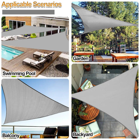 Light Grey Triangle Shade Sail 10x10x10 for Backyard Patio Pergola Garden Deck, Breathable UV Blocking Canopy