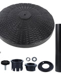 Beefy Heavy Duty 22 Lb Resin Patio Market Umbrella Base Stand with detailed parts, waterproof and UV resistant, black resin