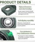 Image of Seven Eighths Inch Bore Pillow Block Bearing With Self Alignment Cast Steel Housing highlighting features and grease nipple