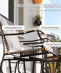 Two Seat Outdoor Glider Chairs With Coffee Table For Patio Backyard And Porch Breathable Sling Seats Gray with ergonomic design