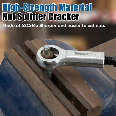 Nut splitter cracker with high-strength 42CrMo material placed in a vise