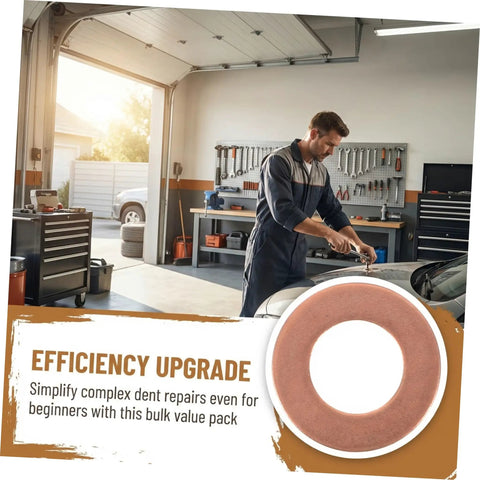 120 Pcs Metal Welding Washers Round Iron Dent Repair Kit For Auto Body Paintless Dent Removal DIY Dent Puller Discs And Welding Ring Washers Heavy Duty Pro Grade Car Body Repair Tool Set For Quick Flexible Dent Fix used in auto repair shop