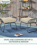 19x19 Inch Water Resistant Outdoor Chair Cushions Set Of 2, Beige Tufted, on Patio Chairs with Tie Straps, Weatherproof