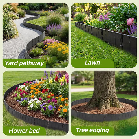 Interlocking Garden Edging Border Kit With 38 Pieces, 20 Ft Of Durable Plastic Lawn Border For Flower Beds Paths And Yards