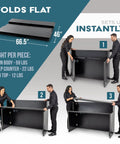 Party-Ready Portable Event Bar Table - Foldable Pro-Grade Wood assembly demonstration and dimensions.