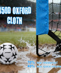 Backyard Pop Up Soccer Goals Set For Kids And Toddlers, Portable 4x3 Feet, close-up of goal frame with 450D Oxford cloth in rain