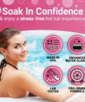 Hot Tub Water Balancing Kit With Fifty Test Strips Kickstarts Your Spa Game with water clarity enhancements and lab testing details.