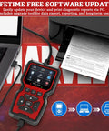 V519 OBD2 CAN Diagnostic Scanner Pro Grade With Live Data Battery Test And 40000 Plus DTC Library connected to printer for updates