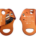 CE Safety Certified Chest Ascender, 100 Kg Load, 8-13 Mm Rope, Orange, Side and Front Views, Upgraded SUS431 Cam.