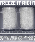 Image showing Chill Out With These Super Solid Double Wall Freezer Beer Mugs Holding Sixteen Ounces in freezer with gel core visible.