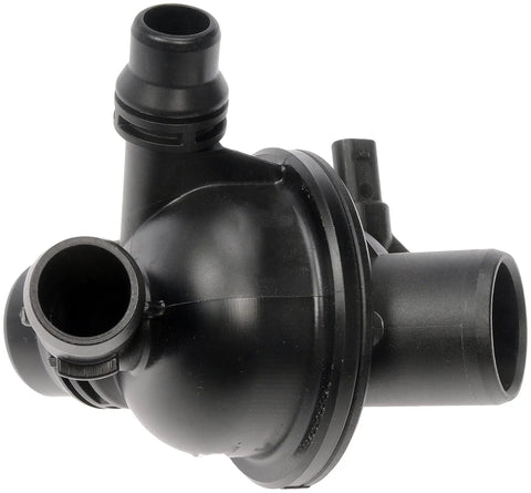 Heavy Duty Engine Coolant Thermostat Housing Assembly No Sweat Direct Swap For Your Road Rig, black plastic, designed to fit performance vehicles.