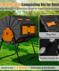 Dual Chamber Rotating Compost Bin Outdoor No Bending No Lifting 45 Gallon Tumbling Garden Bin With 360 Degree Rotation BPA Free