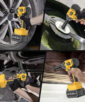 Heavy Duty Brushless Cordless Impact Wrench With 4 Amp Hour Battery Delivers Kickin 320 Foot Pounds Of Raw Torque For Quick Tire Swaps And Serious Auto Repair Jobs in use for tire and auto repairs.