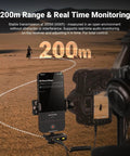 Pro Grade Wireless Lavalier Mic Set With Dual Transmitters And Receiver, 200m range, mic attached to camera for recording