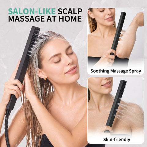 SR SUN RISE 12 Inch Ceiling Mount Shower System,Matte Black with soothing water spray during scalp massage.