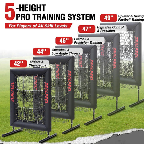 Baseball Pitching Net Pro With 9 Hole Strike Zone Target, 20x30 Inch 5 Height Adjustable Portable Easy Setup Training Net