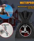 6 Pack 13 Feet Outdoor Pipe Cover Kit For Winter With Faucet Covers heavy duty freeze protection shown on faucet outdoors.