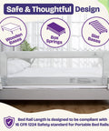Keep Lil Ones Snuggled With This Smooth Swing Down Toddler Bed Rail on a twin mattress with wooden base in a bright room.