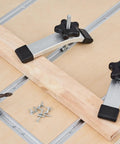 48 Inch Aluminum T Track Set For Woodworking Tables Silver Finish 4 Pack With 54 Wood Screws Fits 1/4 Inch Or 5/16 Inch T Bolts Hold Down Clamps For Saws And Workbenches clamping wood on a bench