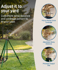 Beefed Up Heavy Duty Zinc Tripod Impact Sprinkler With 360 Degree Rotation And Adjustable Height High Pressure Nozzle spraying lawn