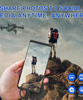 Person holding smartphone with XQD Card Reader With USB 3.0 Dual Type A And Type C displaying a man hiking on screen