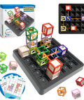 Laser Maze STEM Logic Toy For Kids Ages 8 To 13, interactive puzzle board with colorful blocks and challenge cards