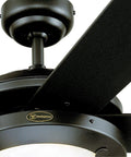 Close-up of Comet Indoor 52 Inch Ceiling Fan With Light In Matte Black Reversible Black And Black Marble Blades 16 Watt Dimmable LED Light Kit