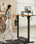 Height Adjustable Electric Standing Desk With Memory Presets, 46 x 24 Inches, Sit Stand Office Desk, phone holder in home office setup
