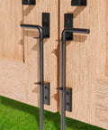12 Inch Heavy Duty Cane Bolt Gate Drop Rod Set installed on wooden gates