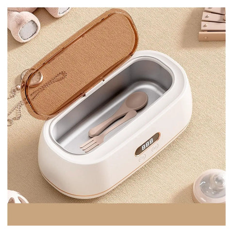Slick Mini Ultrasonic Cleaner Doing Heavy Lifting For Jewelry And Eyewear Washing Machine Zero Sweat Compact Home Care Kit That Crushes Stubborn Buildup Grime Quickly with cutlery inside
